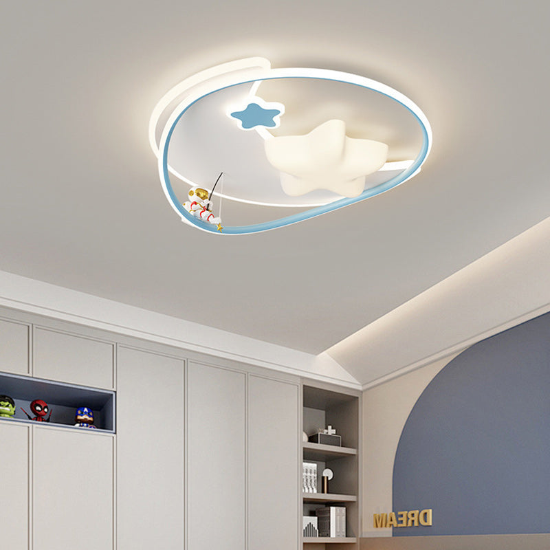 Modern Minimalist Round Star Pattern Aluminum Iron Acrylic LED Flush Mount Ceiling Light For Bedroom
