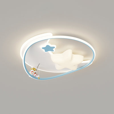 Modern Minimalist Round Star Pattern Aluminum Iron Acrylic LED Flush Mount Ceiling Light For Bedroom