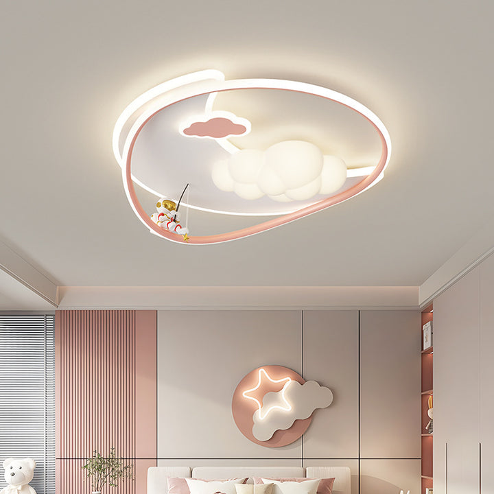 Plafonnier LED en aluminium, fer et acrylique avec motif étoile ronde minimaliste moderne pour chambre 