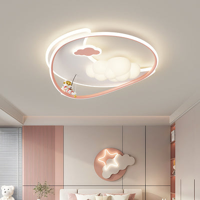 Modern Minimalist Round Star Pattern Aluminum Iron Acrylic LED Flush Mount Ceiling Light For Bedroom