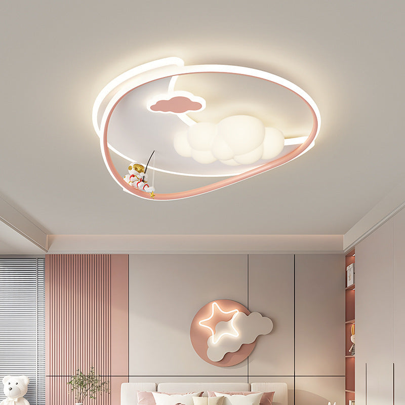 Modern Minimalist Round Star Pattern Aluminum Iron Acrylic LED Flush Mount Ceiling Light For Bedroom