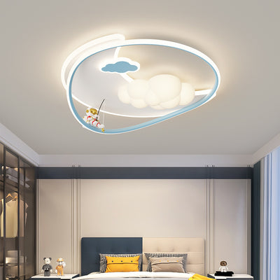 Modern Minimalist Round Star Pattern Aluminum Iron Acrylic LED Flush Mount Ceiling Light For Bedroom