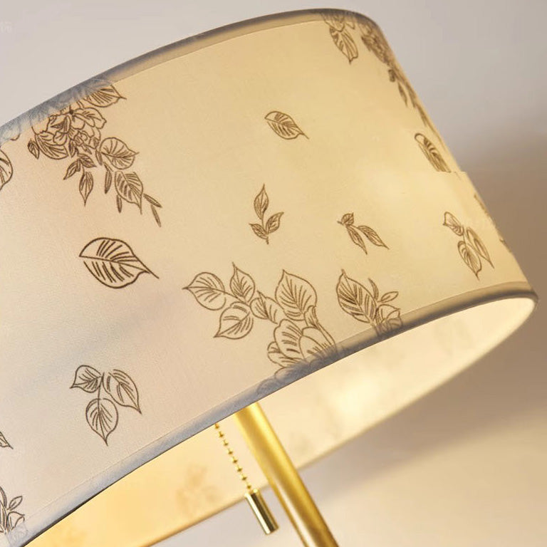 Lampe de sol à 3 lumières en tissu de bois de cire blanche en fer rond cylindrique japonais traditionnel pour salon 