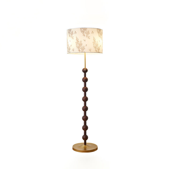 Lampe de sol à 3 lumières en tissu de bois de cire blanche en fer rond cylindrique japonais traditionnel pour salon 