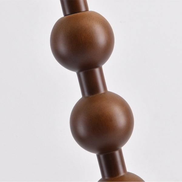 Traditional Chinese Spherical Cylindrical Wooden Fabric 1-Light Standing Floor Lamp For Living Room
