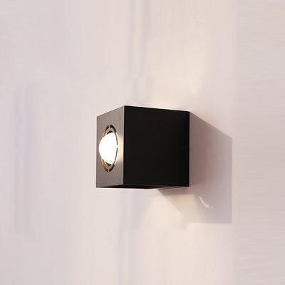 Modern Minimalist Square Round Iron 1-Light Wall Scone Lamp For Bedroom