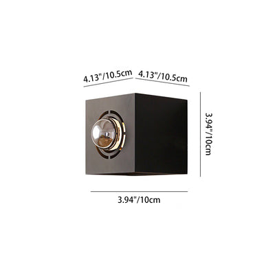 Modern Minimalist Square Round Iron 1-Light Wall Scone Lamp For Bedroom