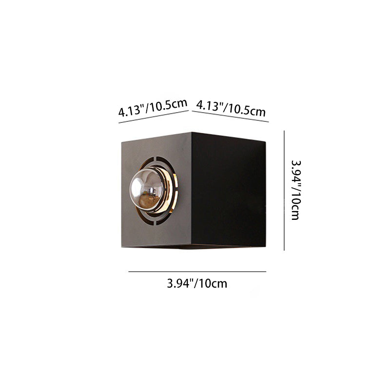 Modern Minimalist Square Round Iron 1-Light Wall Scone Lamp For Bedroom