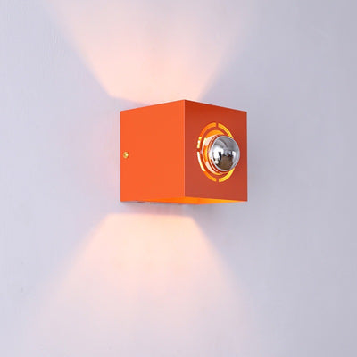 Modern Minimalist Square Round Iron 1-Light Wall Scone Lamp For Bedroom