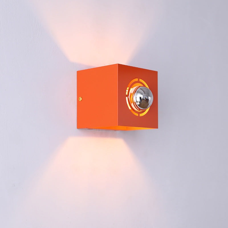 Modern Minimalist Square Round Iron 1-Light Wall Scone Lamp For Bedroom
