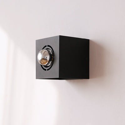Modern Minimalist Square Round Iron 1-Light Wall Scone Lamp For Bedroom