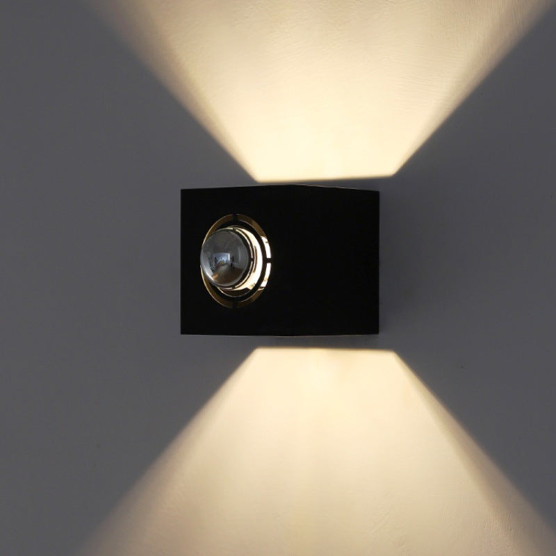 Modern Minimalist Square Round Iron 1-Light Wall Scone Lamp For Bedroom