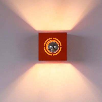 Modern Minimalist Square Round Iron 1-Light Wall Scone Lamp For Bedroom