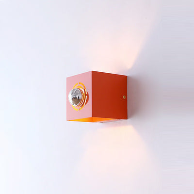 Modern Minimalist Square Round Iron 1-Light Wall Scone Lamp For Bedroom