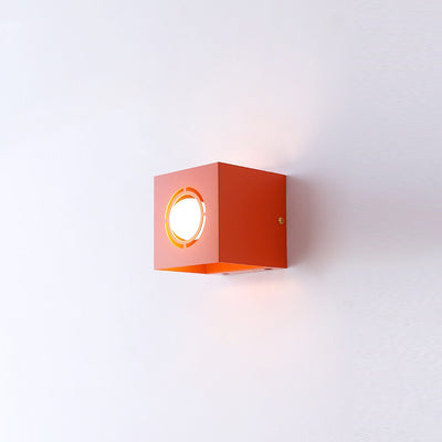 Modern Minimalist Square Round Iron 1-Light Wall Scone Lamp For Bedroom