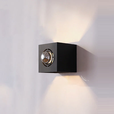 Modern Minimalist Square Round Iron 1-Light Wall Scone Lamp For Bedroom