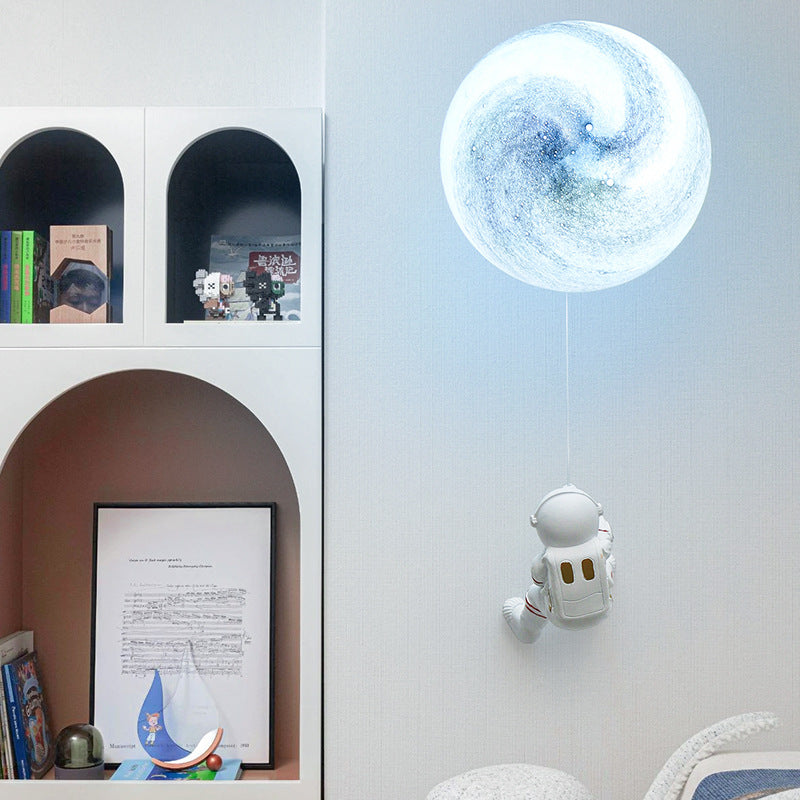 Modern Minimalist Spherical Round Resin Glass 1-Light Wall Scone Lamp For Bedroom