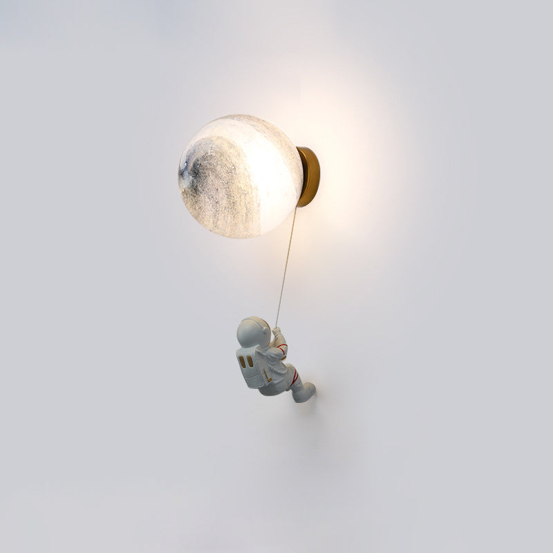 Modern Minimalist Spherical Round Resin Glass 1-Light Wall Scone Lamp For Bedroom