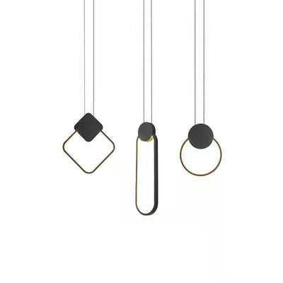 Modern Minimalist Spherical Circular Oval Rhombus Aluminum Iron LED Pendant Light For Bedroom