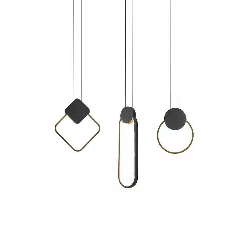 Modern Minimalist Spherical Circular Oval Rhombus Aluminum Iron LED Pendant Light For Bedroom