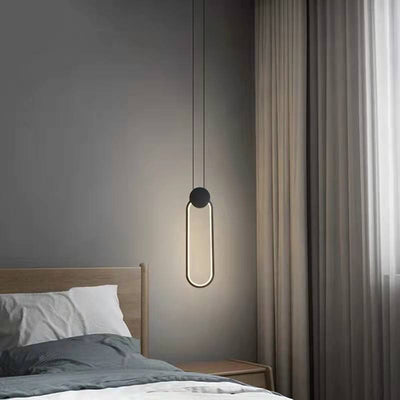Modern Minimalist Spherical Circular Oval Rhombus Aluminum Iron LED Pendant Light For Bedroom