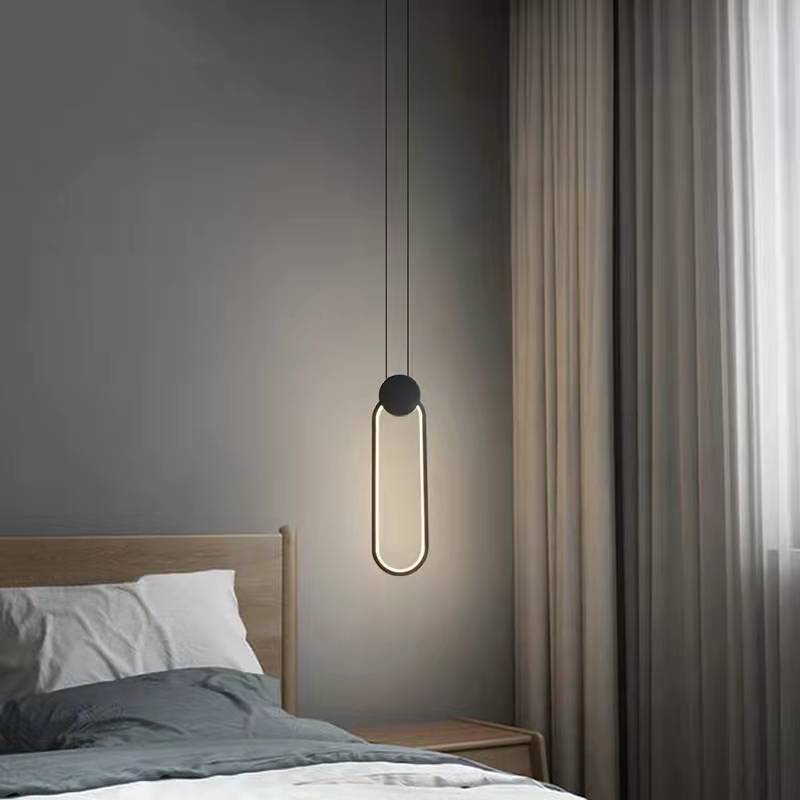 Modern Minimalist Spherical Circular Oval Rhombus Aluminum Iron LED Pendant Light For Bedroom
