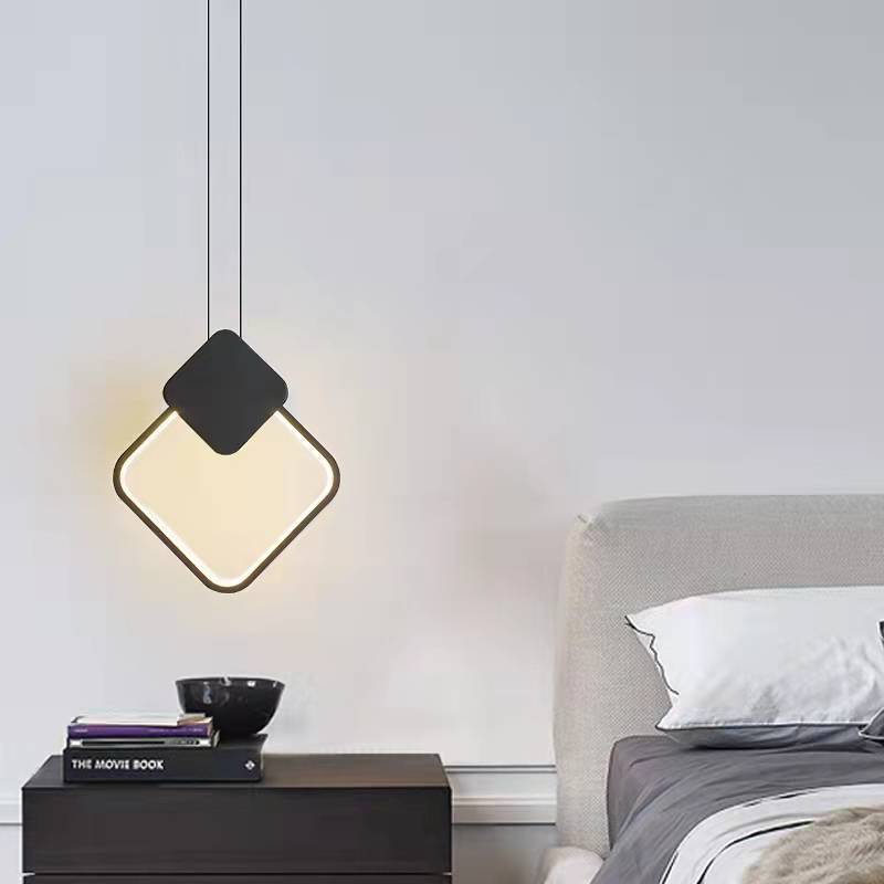 Modern Minimalist Spherical Circular Oval Rhombus Aluminum Iron LED Pendant Light For Bedroom