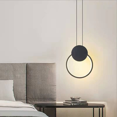 Modern Minimalist Spherical Circular Oval Rhombus Aluminum Iron LED Pendant Light For Bedroom