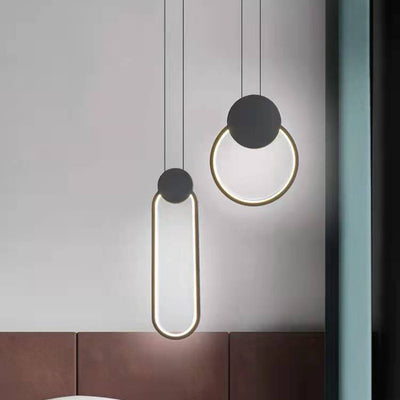 Modern Minimalist Spherical Circular Oval Rhombus Aluminum Iron LED Pendant Light For Bedroom