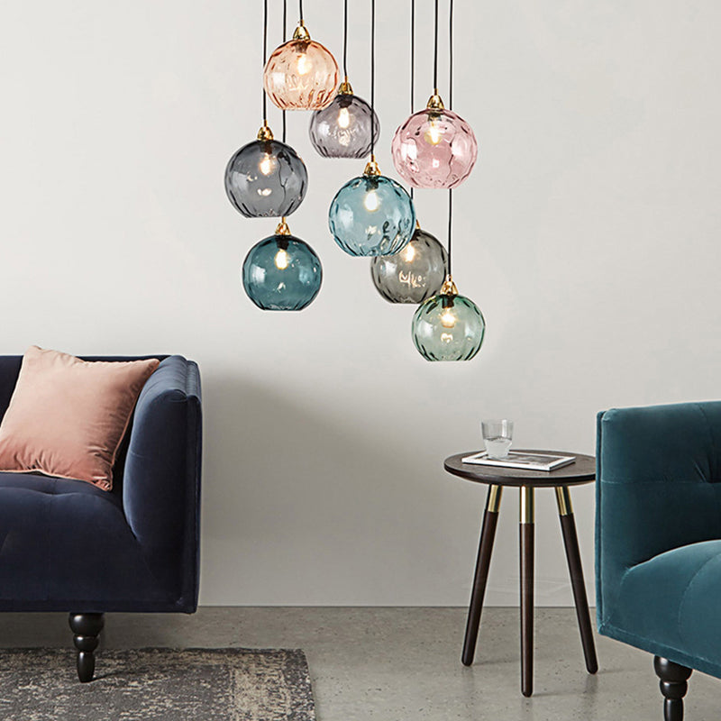 Moderne minimalistische kugelförmige runde Eisen-Glas-Pendelleuchte mit 1 Licht für das Esszimmer 