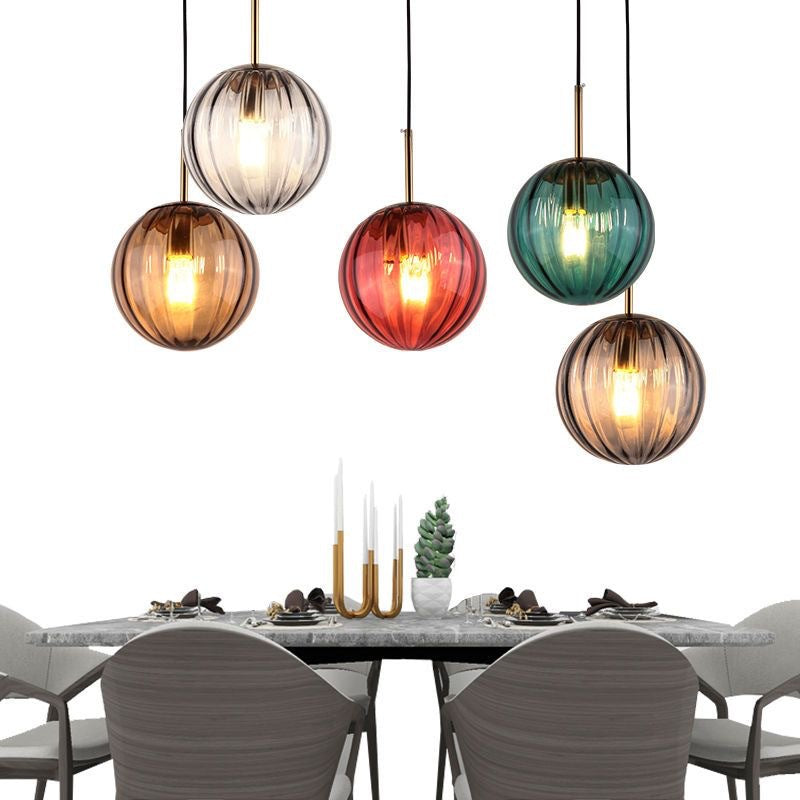Moderne minimalistische kugelförmige runde Eisen-Glas-Pendelleuchte mit 1 Licht für das Esszimmer 