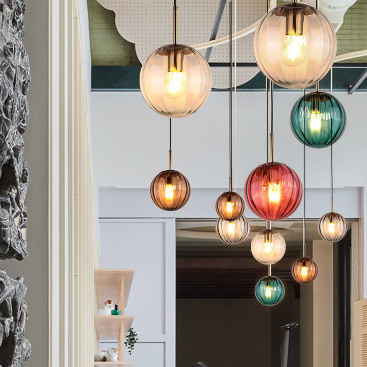 Moderne minimalistische kugelförmige runde Eisen-Glas-Pendelleuchte mit 1 Licht für das Esszimmer 