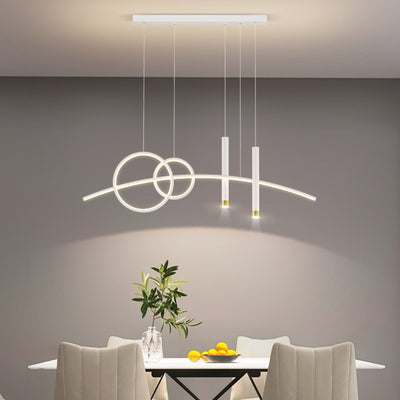 Modern Minimalist Spherical Round Aluminum Silicone Iron Acrylic LED Island Light Chandelier For Dining Room