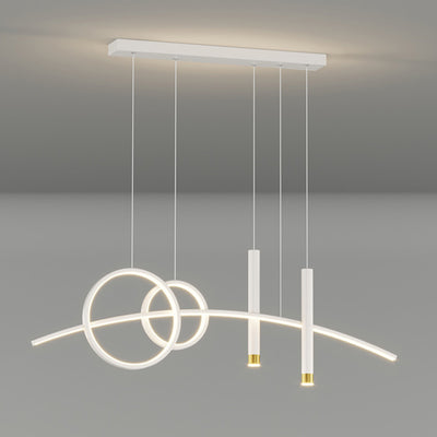 Modern Minimalist Spherical Round Aluminum Silicone Iron Acrylic LED Island Light Chandelier For Dining Room