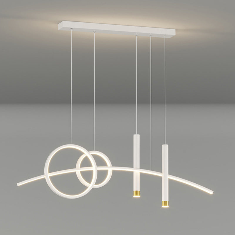 Modern Minimalist Spherical Round Aluminum Silicone Iron Acrylic LED Island Light Chandelier For Dining Room