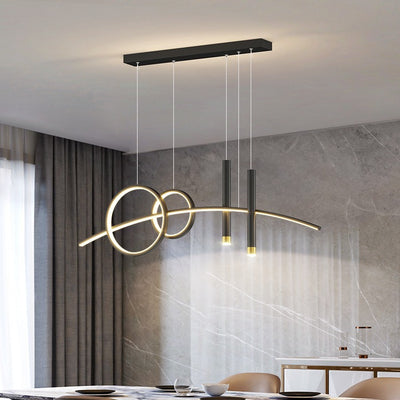 Modern Minimalist Spherical Round Aluminum Silicone Iron Acrylic LED Island Light Chandelier For Dining Room