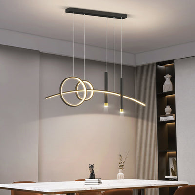 Modern Minimalist Spherical Round Aluminum Silicone Iron Acrylic LED Island Light Chandelier For Dining Room