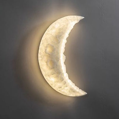 Contemporary Creative Moon Round Resin LED Wall Sconce Lamp For Bedroom