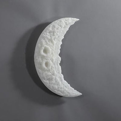 Contemporary Creative Moon Round Resin LED Wall Sconce Lamp For Bedroom