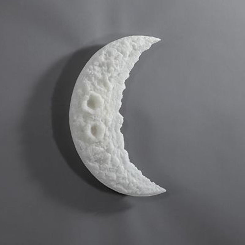 Contemporary Creative Moon Round Resin LED Wall Sconce Lamp For Bedroom