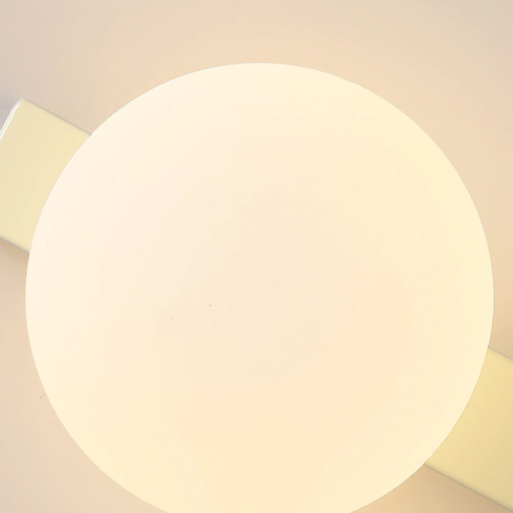 Moderne minimalistische rechteckige kugelförmige runde Eisen-Glas-1-Licht-Wandleuchte für das Schlafzimmer 