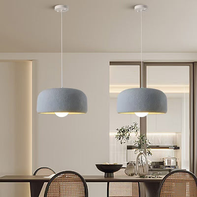 Modern Minimalist Cylindrical Round Resin Glass 1-Light Pendant Light For Dining Room