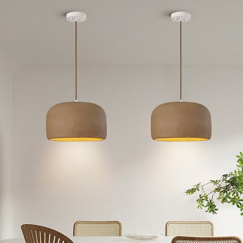 Modern Minimalist Cylindrical Round Resin Glass 1-Light Pendant Light For Dining Room