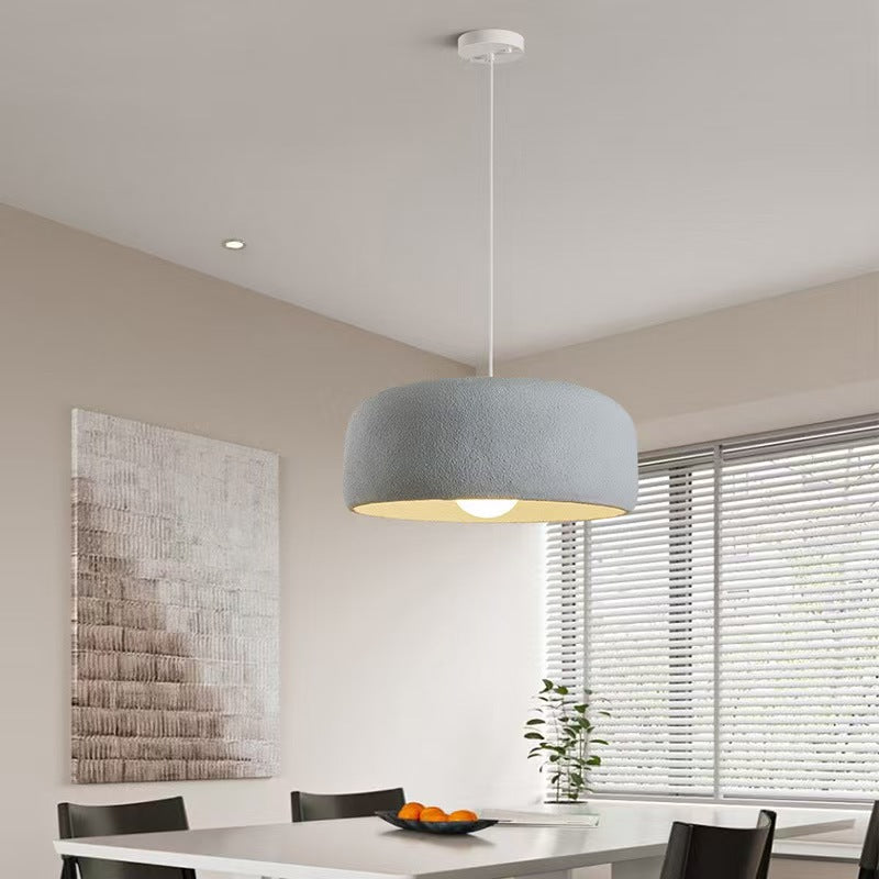 Modern Minimalist Cylindrical Round Resin Glass 1-Light Pendant Light For Dining Room