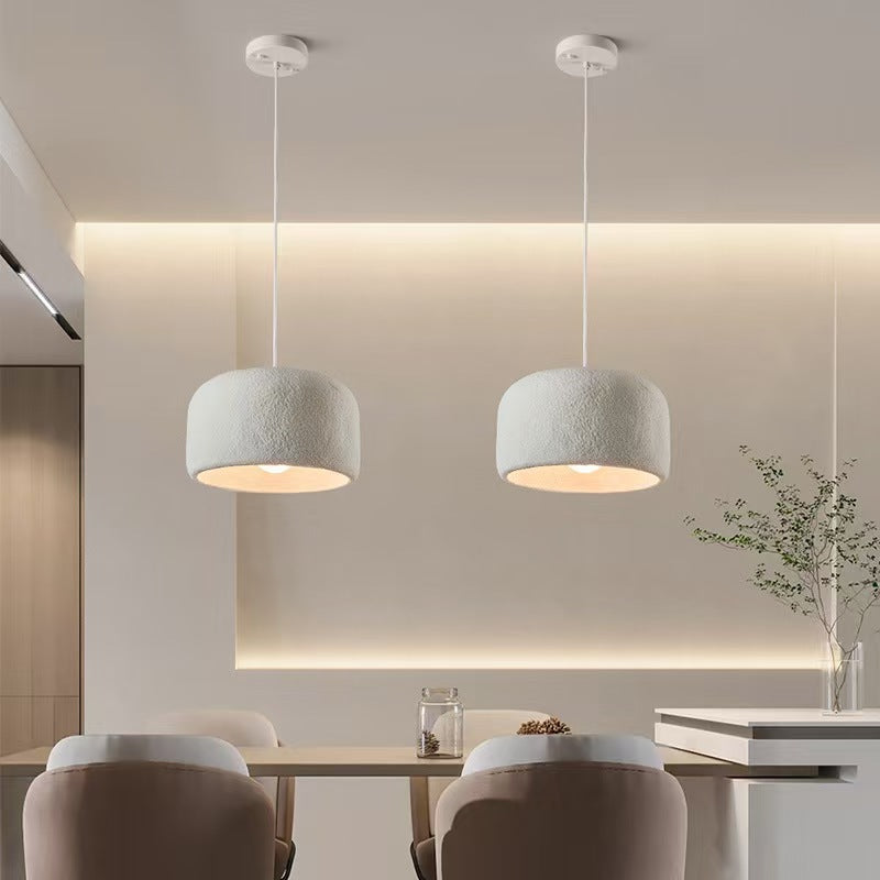 Modern Minimalist Cylindrical Round Resin Glass 1-Light Pendant Light For Dining Room