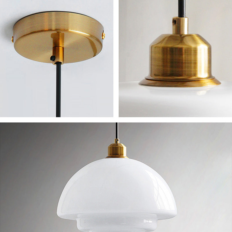 Modern Minimalist Flying Saucer-Shaped Spherical Round Iron Glass 1-Light Pendant Light For Dining Room