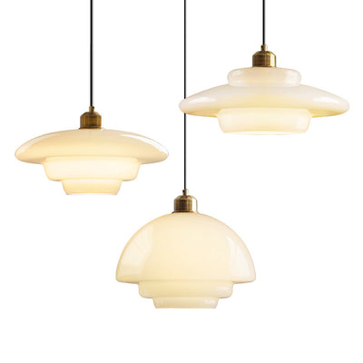 Modern Minimalist Flying Saucer-Shaped Spherical Round Iron Glass 1-Light Pendant Light For Dining Room