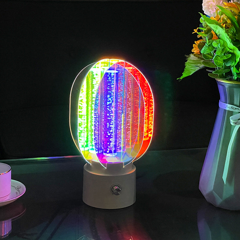 Contemporary Creative Cylindrical Aluminum Acrylic LED Table Lamp For Bedroom