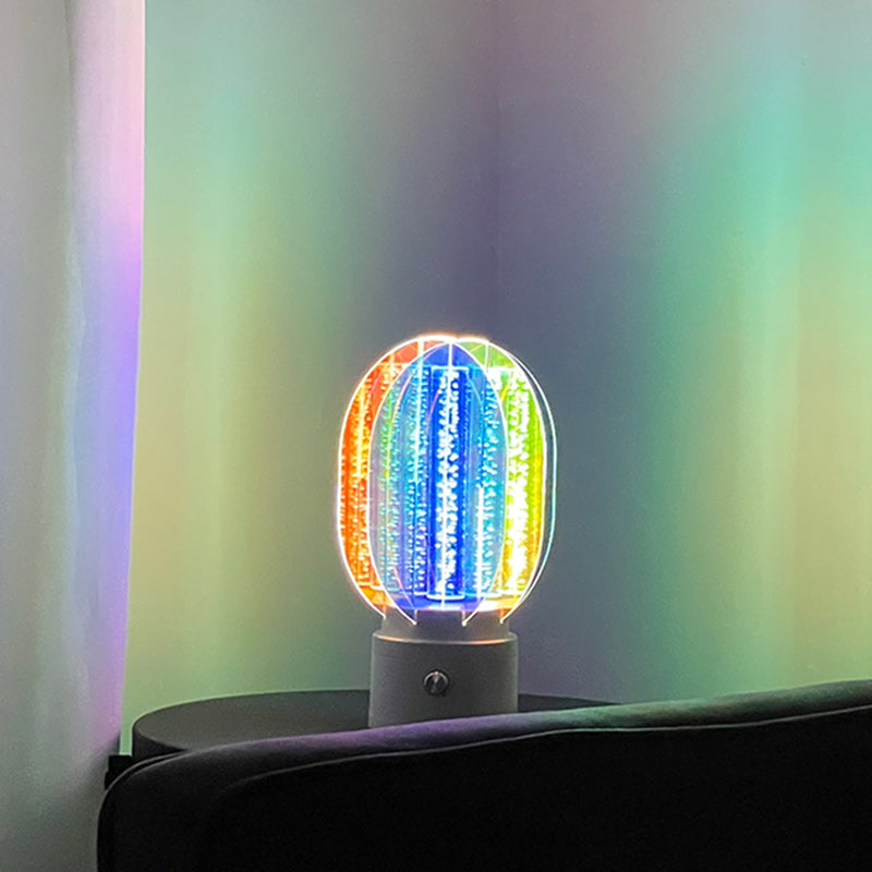 Contemporary Creative Cylindrical Aluminum Acrylic LED Table Lamp For Bedroom