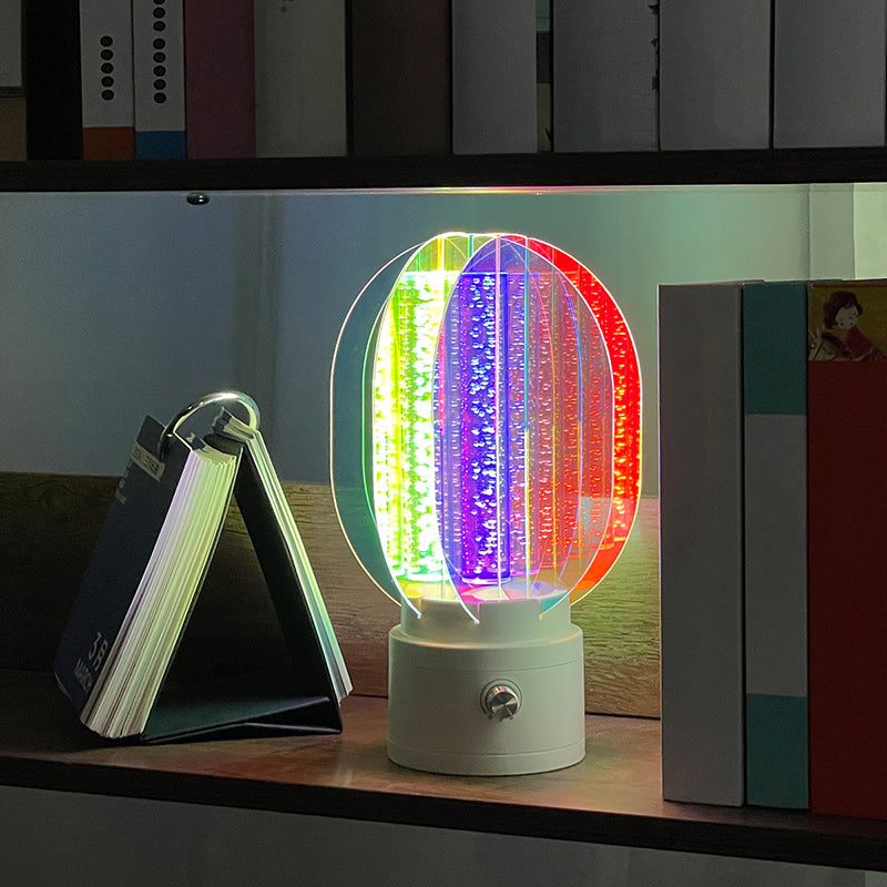 Contemporary Creative Cylindrical Aluminum Acrylic LED Table Lamp For Bedroom